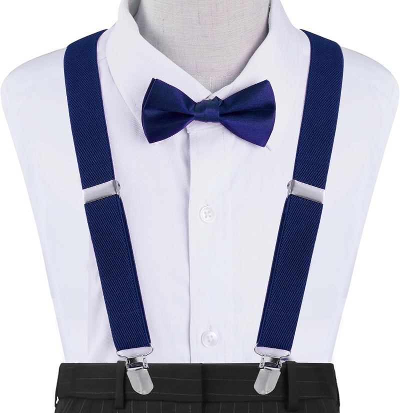 Bskifnn Kids Suspenders Bow Tie Sets Classic Solid Color Toddler Suspenders for Kids Wedding Party - Image 4
